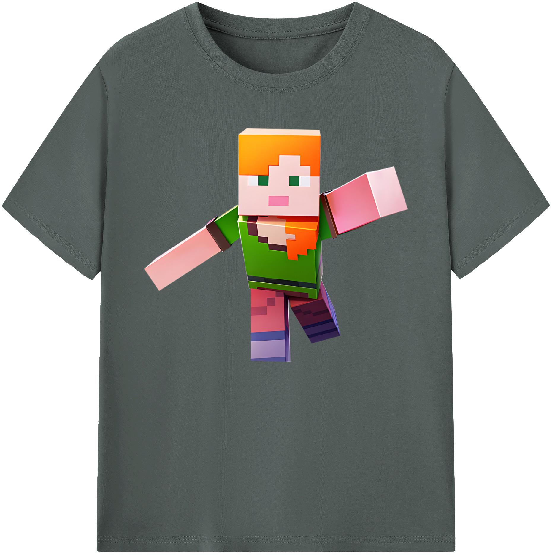 （画像用） マインクラフト ブロックの世界 Minecraft MC Block world 綿100％ メンズ半袖Tシャツ｜肌触りやわらか＆通気性